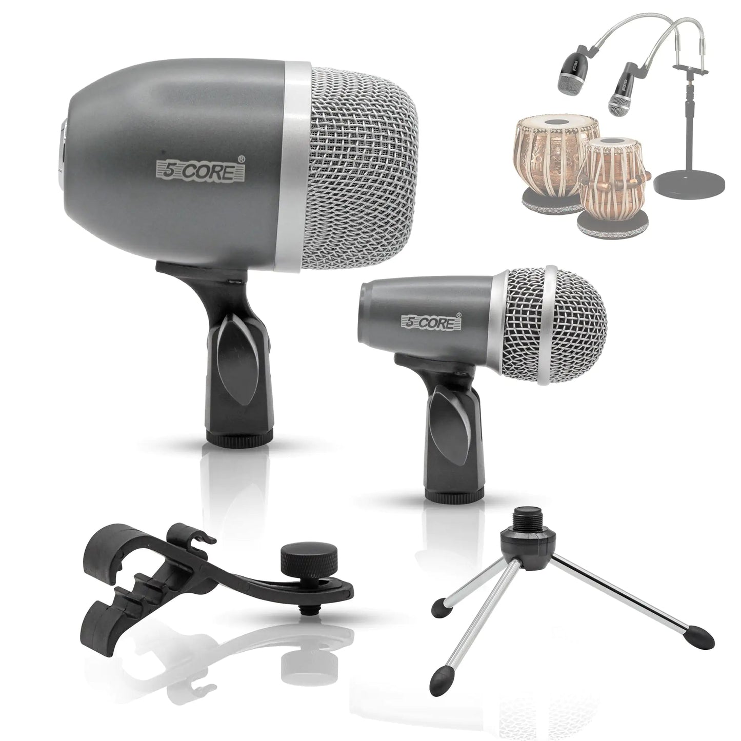 5Core Tabla Microphone Set Uni-Directional XLR Kick Snare Bayan Dayan Instrument Mic Anti Spier