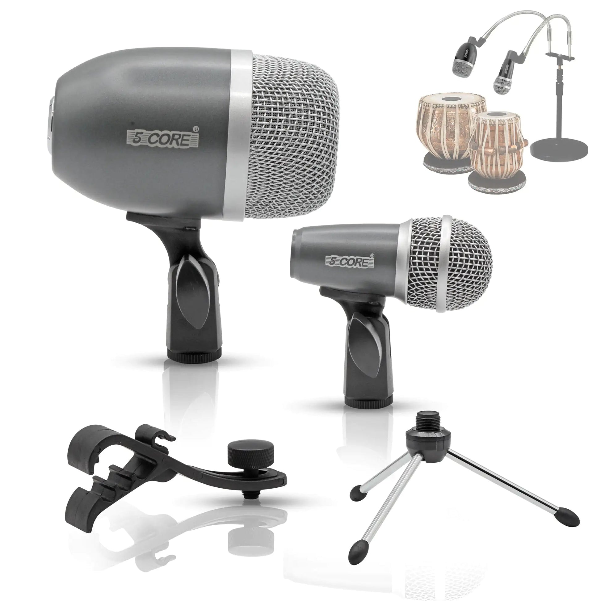 5Core Tabla Microphone Set Uni-Directional XLR Kick Snare Bayan Dayan Instrument Mic Anti Spier