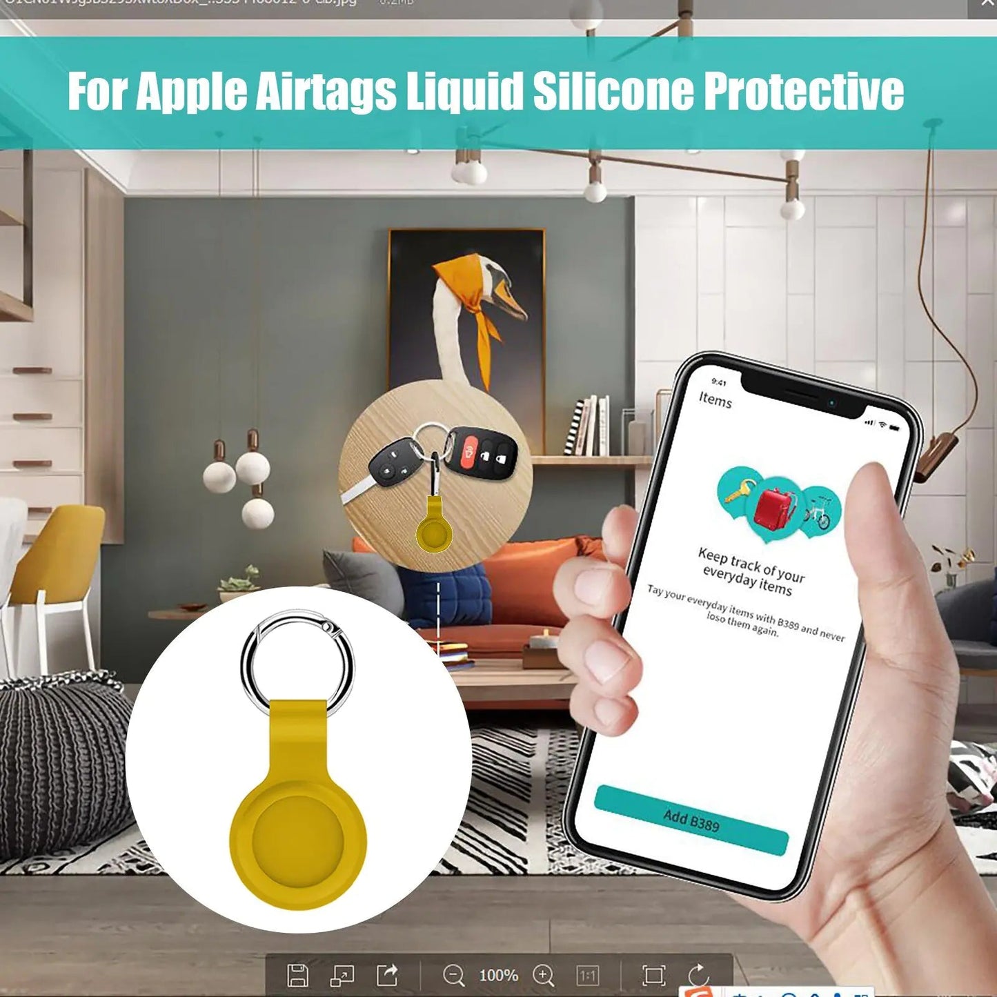 Silicone Airtag Keychain Case Anti Spier