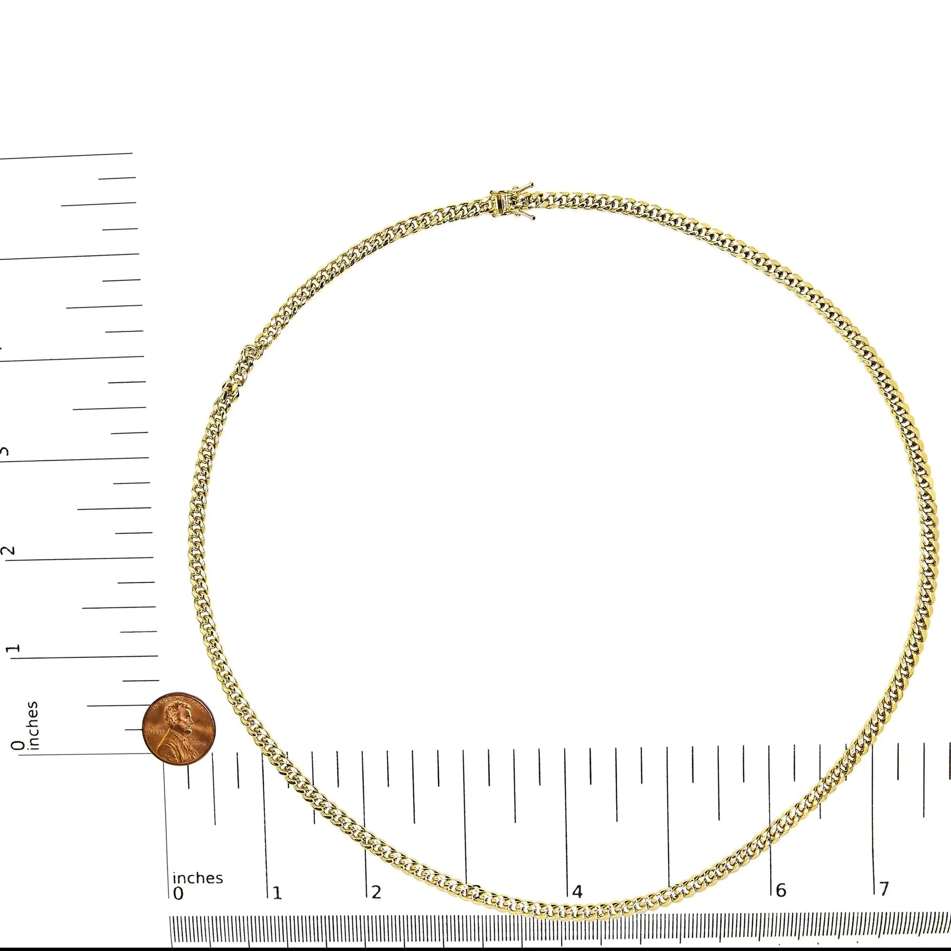 Semi-Solid 14K Yellow Gold 4.5mm Miami Cuban Chain Necklace - Unisex Chain - Anti Spier 