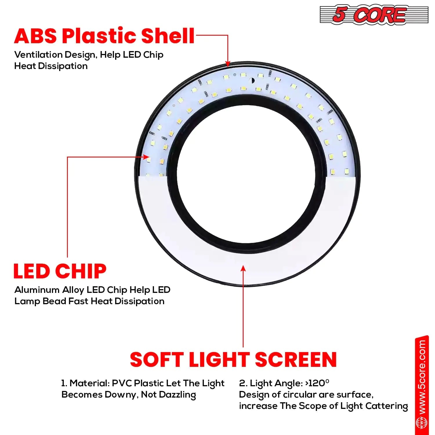 6 inch Ring Light with Cell Phone Stand Adjustable Ring light Angle  LED Circle Light w Phone Holder Anti Spier