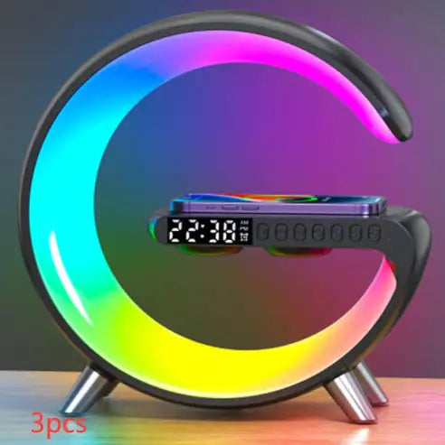New Intelligent G Shaped LED Lamp Bluetooth Speake Wireless Charger Atmosphere Lamp App Control For Bedroom Home Decor Anti Spier