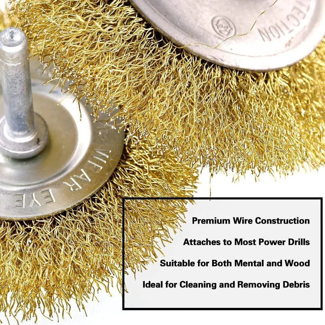 2-Pack 3 Pcs Wire Brush Wheel Set Cup Drill Bit Rust Paint Attachment 1/4" USA Anti Spier
