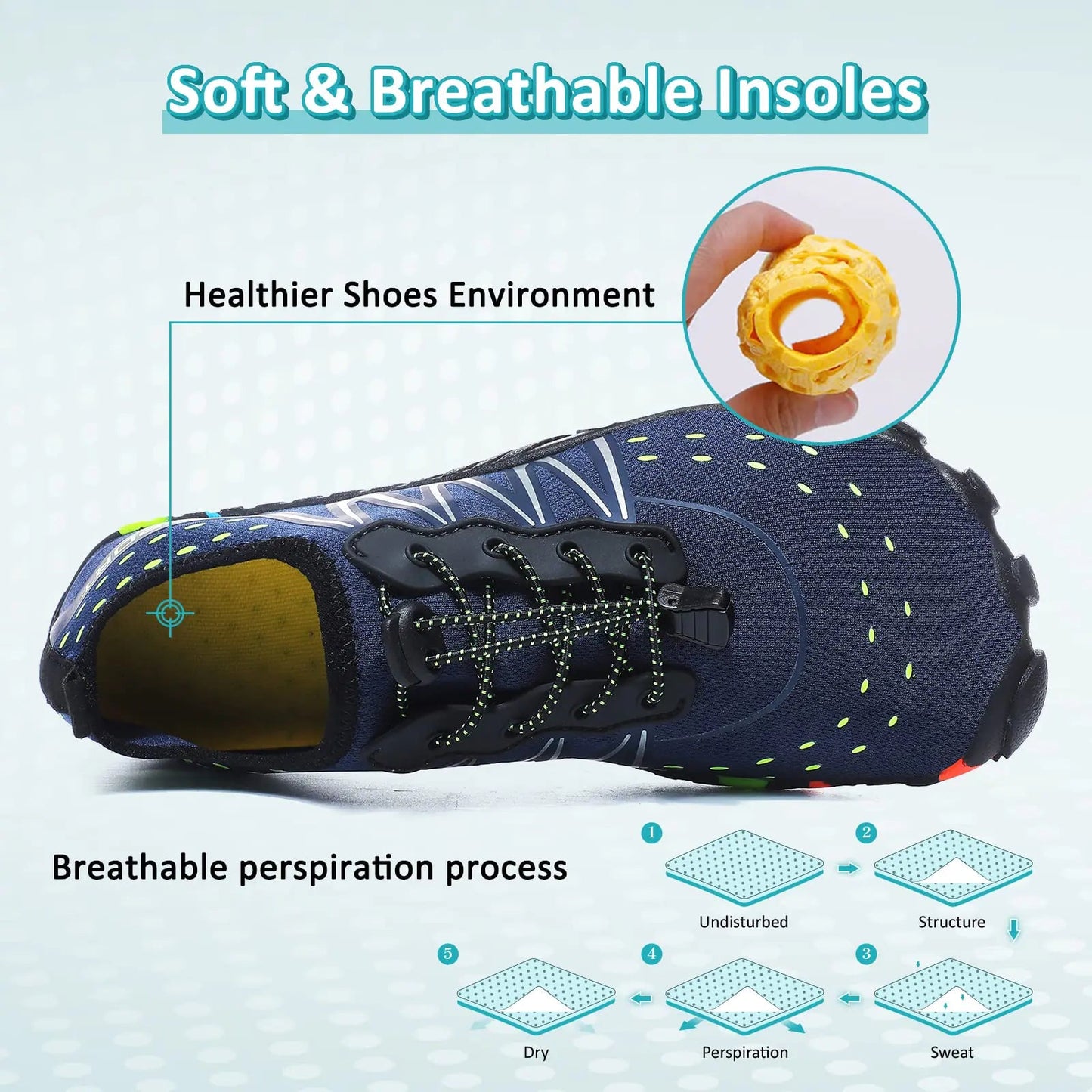 ziitop Water Shoes for Men Women Beach Barefoot Swim Rock Climbing Pool Shoes Socks, Anti-Slip Breathable Quick Dry Lightweight Slip-on, Outdoor Sport Hiking Walking Boating Fishing Diving Surfing 10.5 Women/9.5 Men Blue Anti Spier