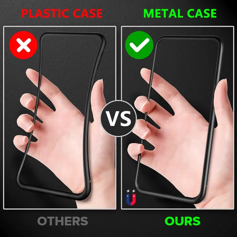 Magnetic Tempered Glass Privacy Metal Case iphone Anti Spier