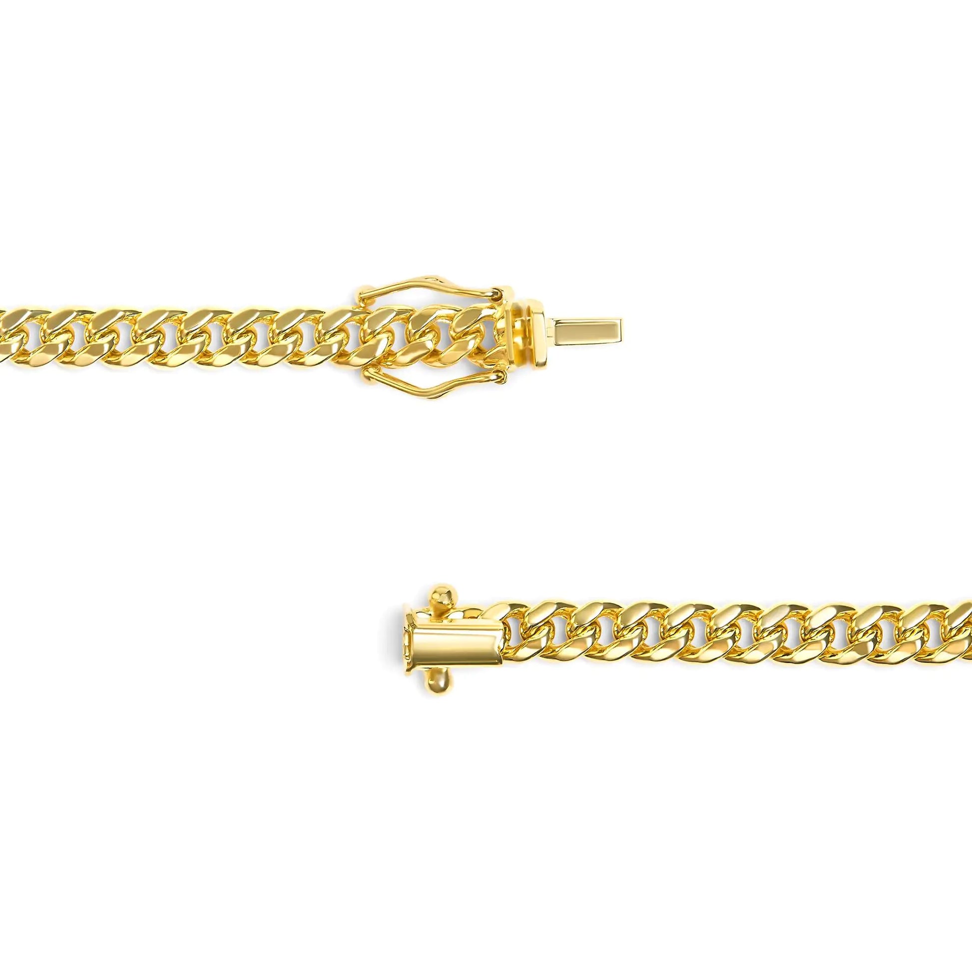Semi-Solid 14K Yellow Gold 4.5mm Miami Cuban Chain Necklace - Unisex Chain - Anti Spier 