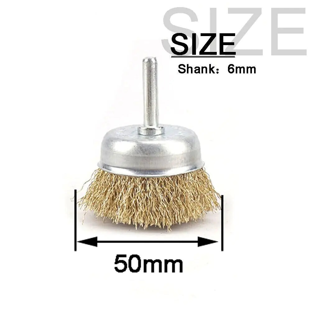 2-Pack 3 Pcs Wire Brush Wheel Set Cup Drill Bit Rust Paint Attachment 1/4" USA Anti Spier
