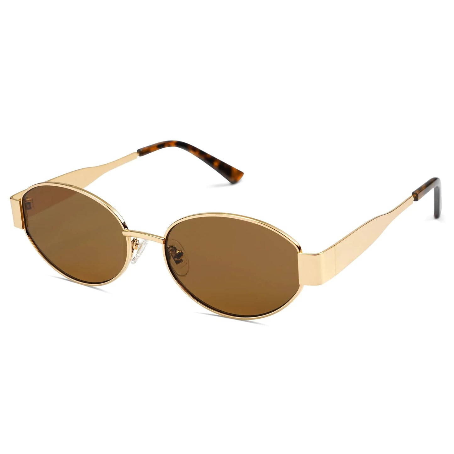 SOJOS Retro Oval Sunglasses for Women Men Trendy Sun Glasses Classic Shades UV400 Protection SJ1217 Gold/Grey Anti Spier
