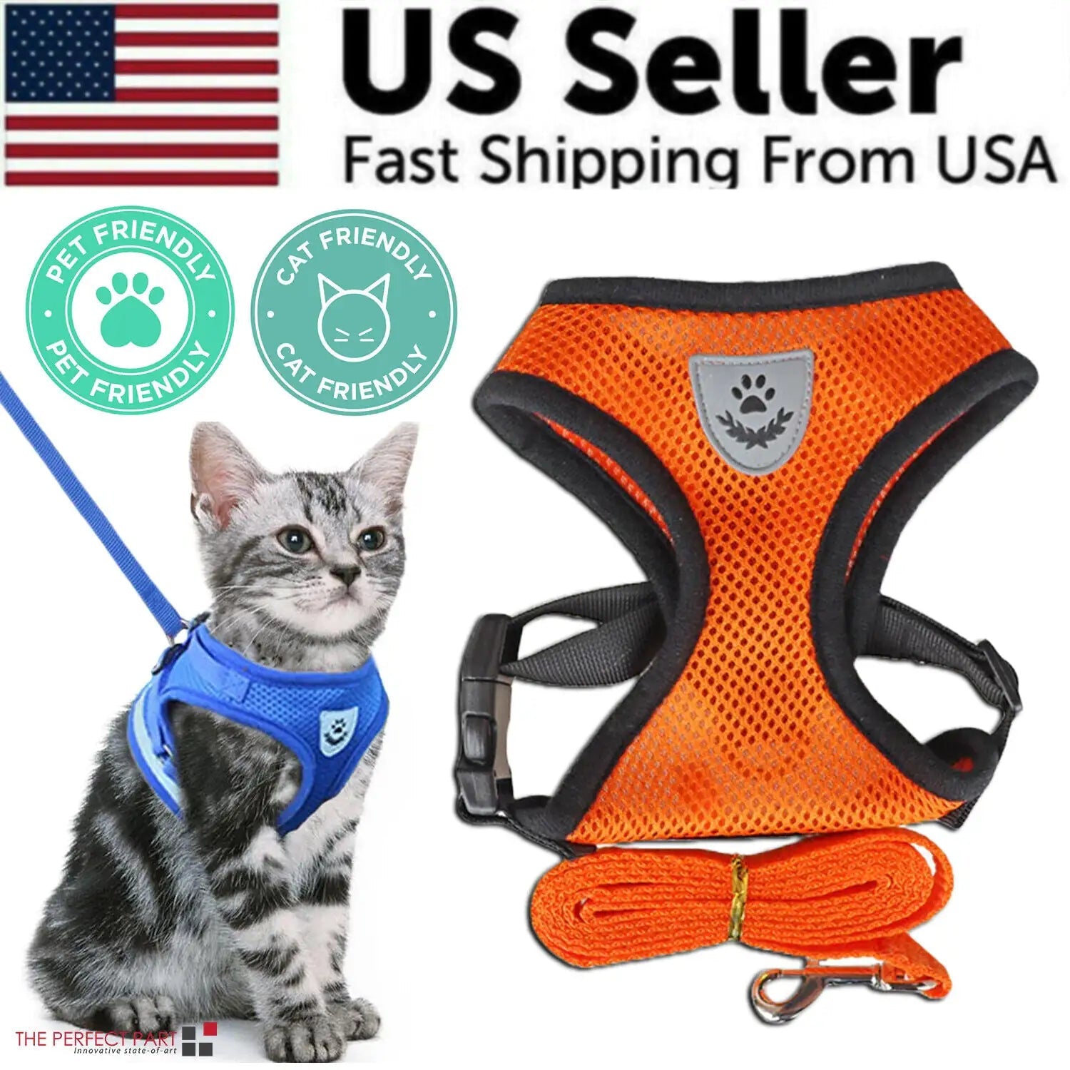 Cat Dog Pet Harness Adjustable Control Vest Dogs Reflective S M L XL Leash Anti Spier