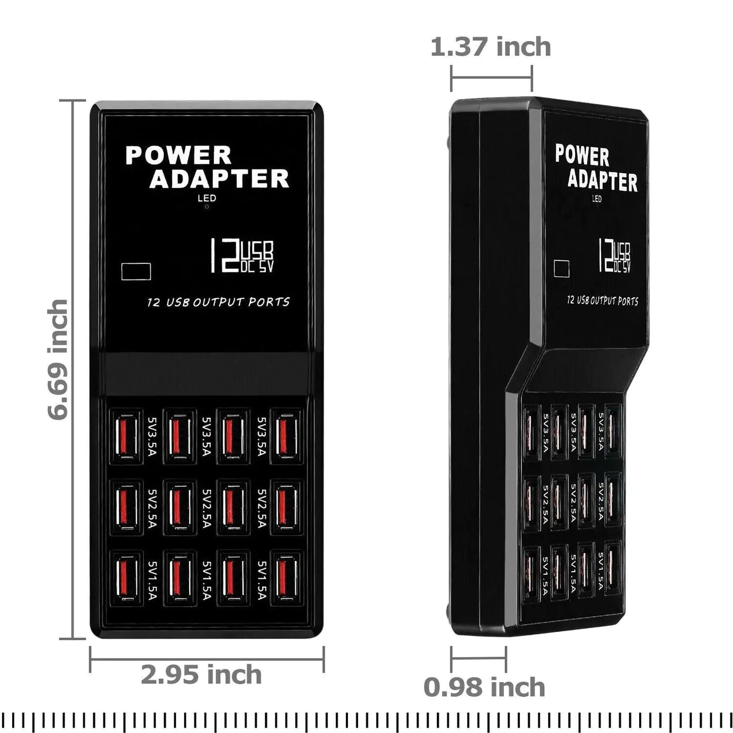 Heavy-duty multi USB hub with 12 outputs and advanced safety protection.