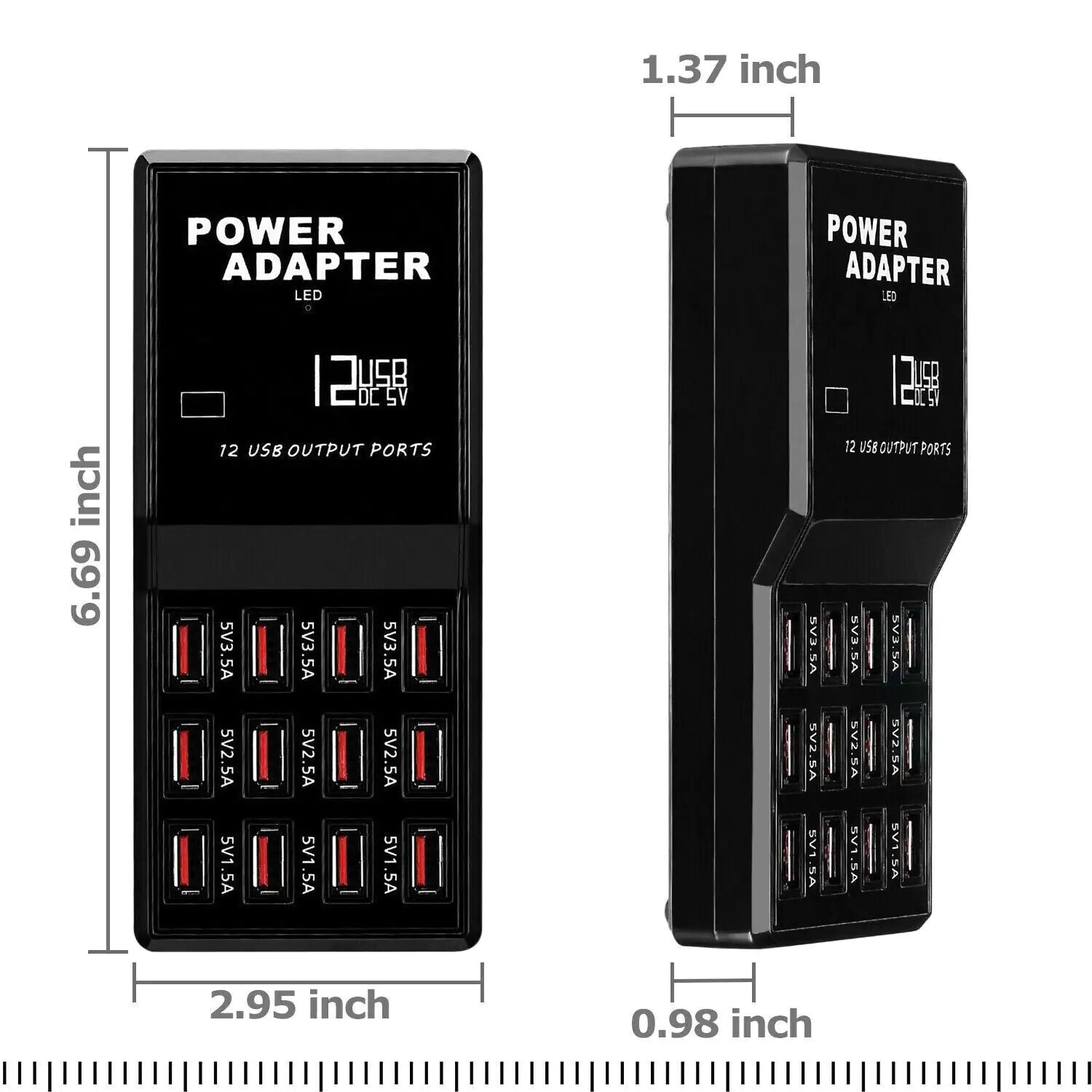 Heavy-duty multi USB hub with 12 outputs and advanced safety protection.