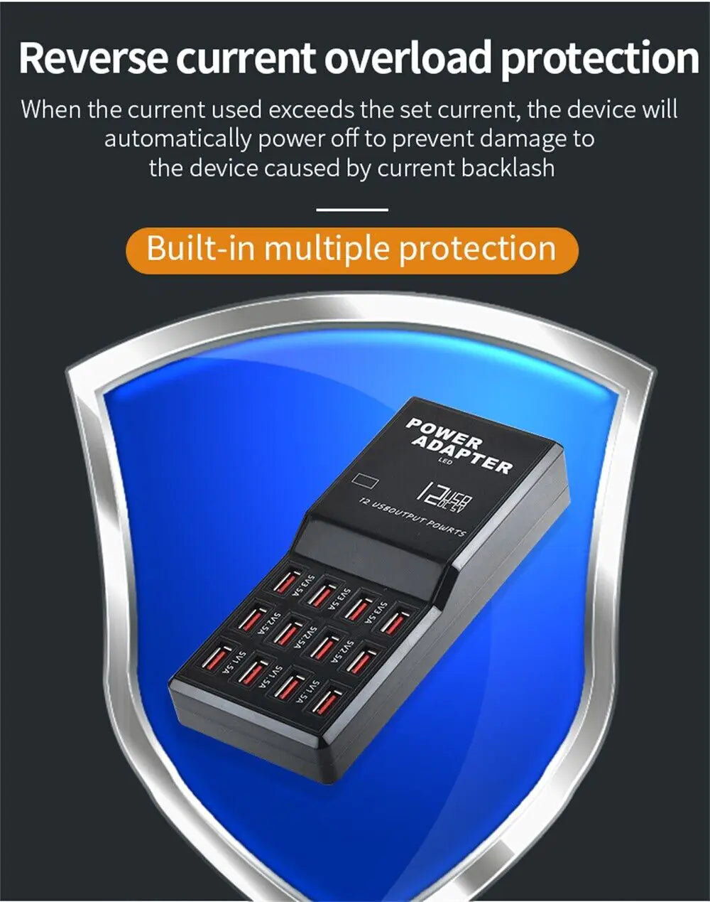 12-port desktop charger hub for efficient and organized charging.