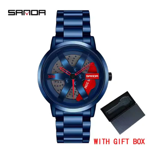 Men's 3D Car Wheel Sports Watch - Waterproof Quartz Anti Spier