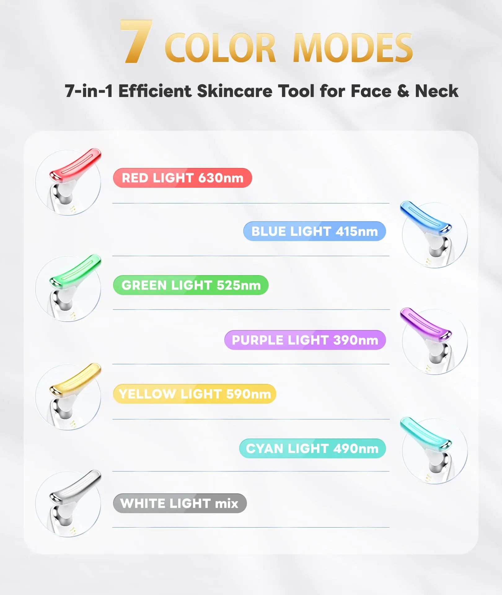 7 Color Light Based Multifunctional Facial Massager, Face Massager Tool for Skin Care at Home, Glossy White Anti Spier