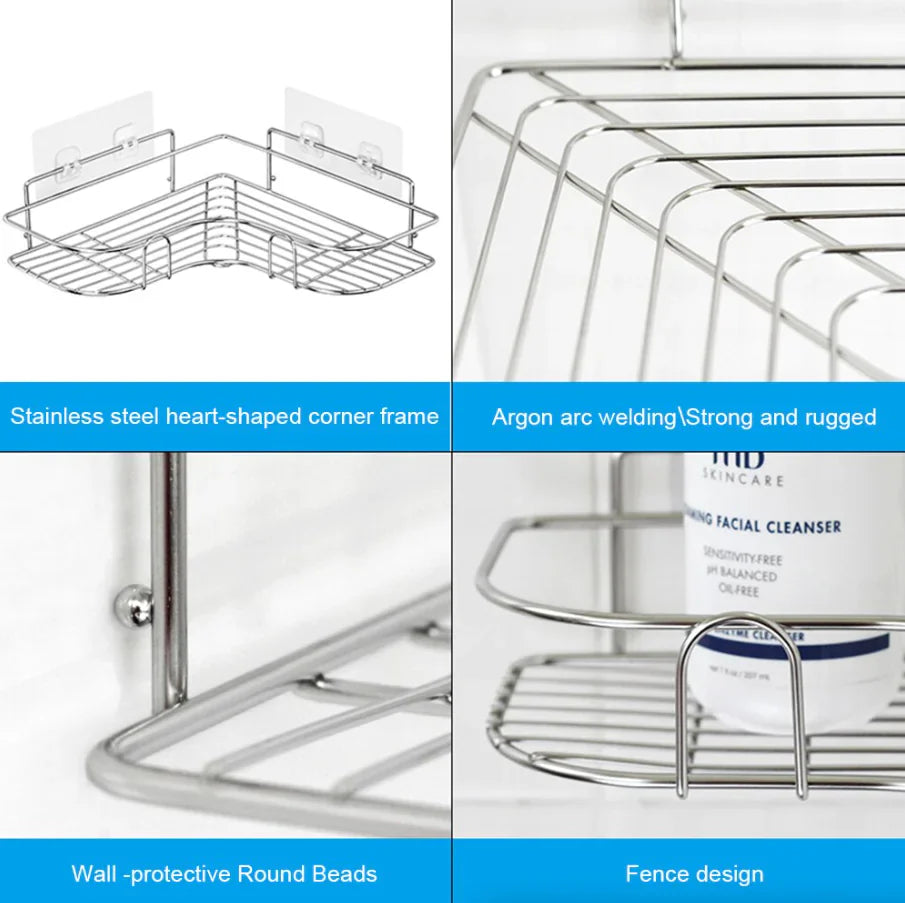 Shower Caddy Shelf Bathroom Corner Bath Storage Holder Organizer Triangular Rack Anti Spier