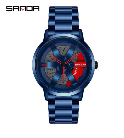 Men's 3D Car Wheel Sports Watch - Waterproof Quartz Anti Spier