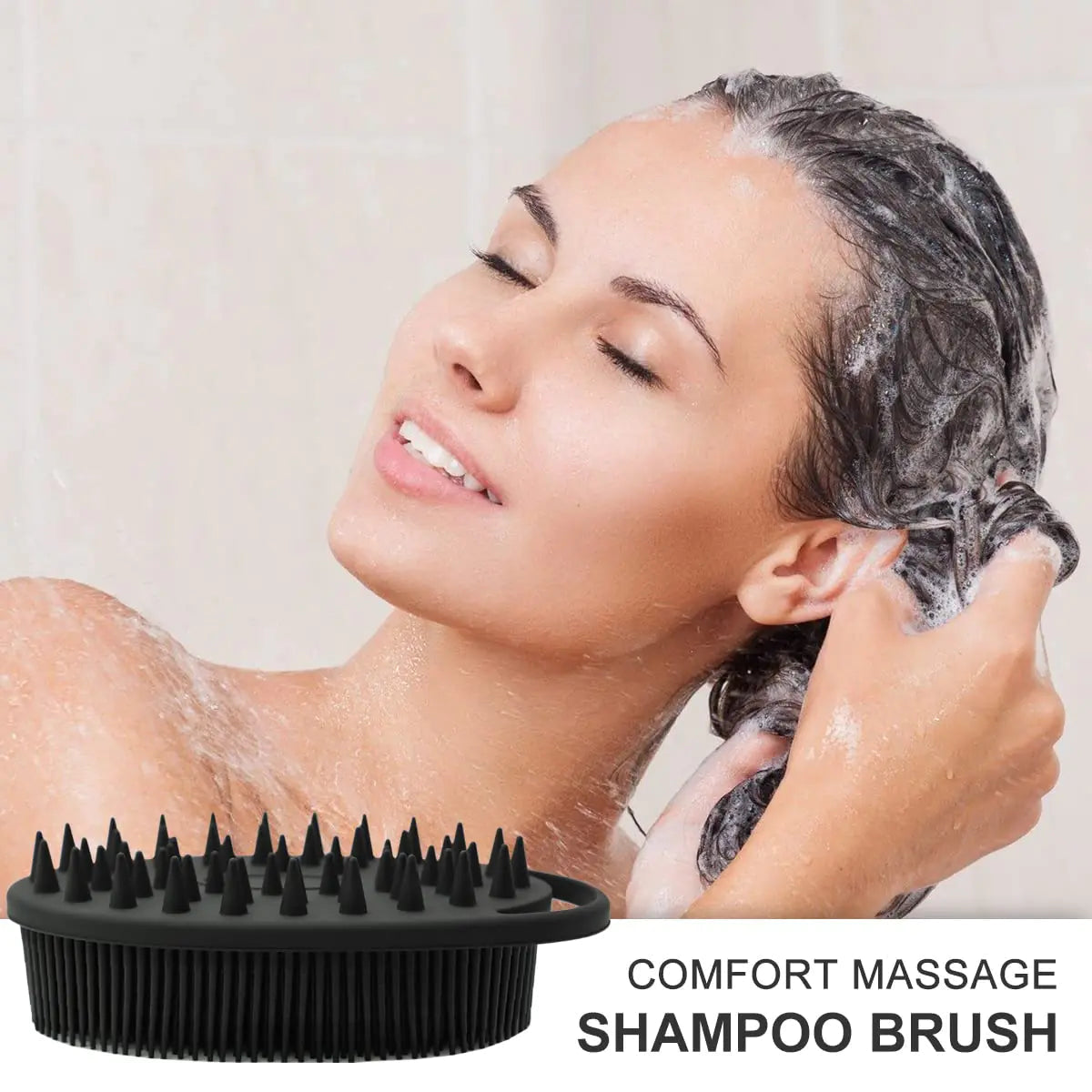 Upgrade Body Scrubber and Hair Shampoo Brush, All in One, Premium Silicone Loofah, Exfoliating Body Brush, Shower Scrubber for Body, Scalp Massager for Women, Men, Pet (1PC Black) Anti Spier