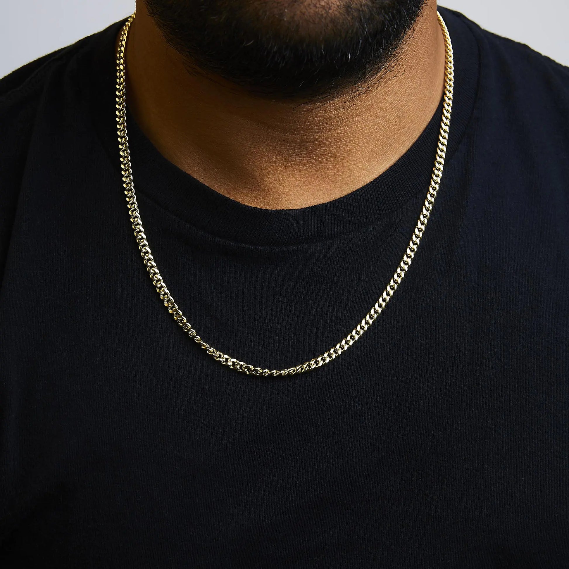 Semi-Solid 14K Yellow Gold 4.5mm Miami Cuban Chain Necklace - Unisex Chain - Anti Spier 