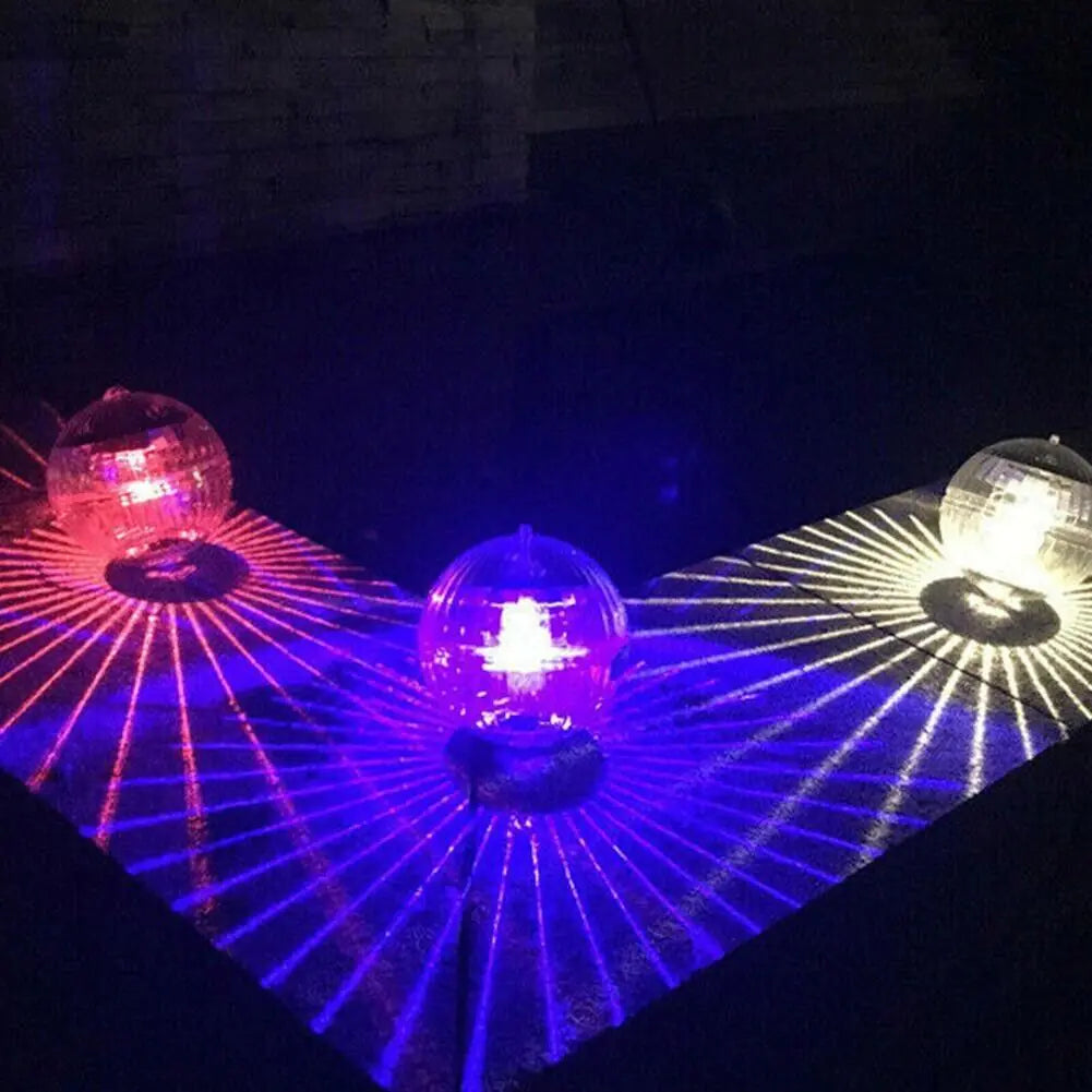 Outdoor Solar LED Floating Light Garden Pond Pool Lamp Rotating RGB Color Change Anti Spier