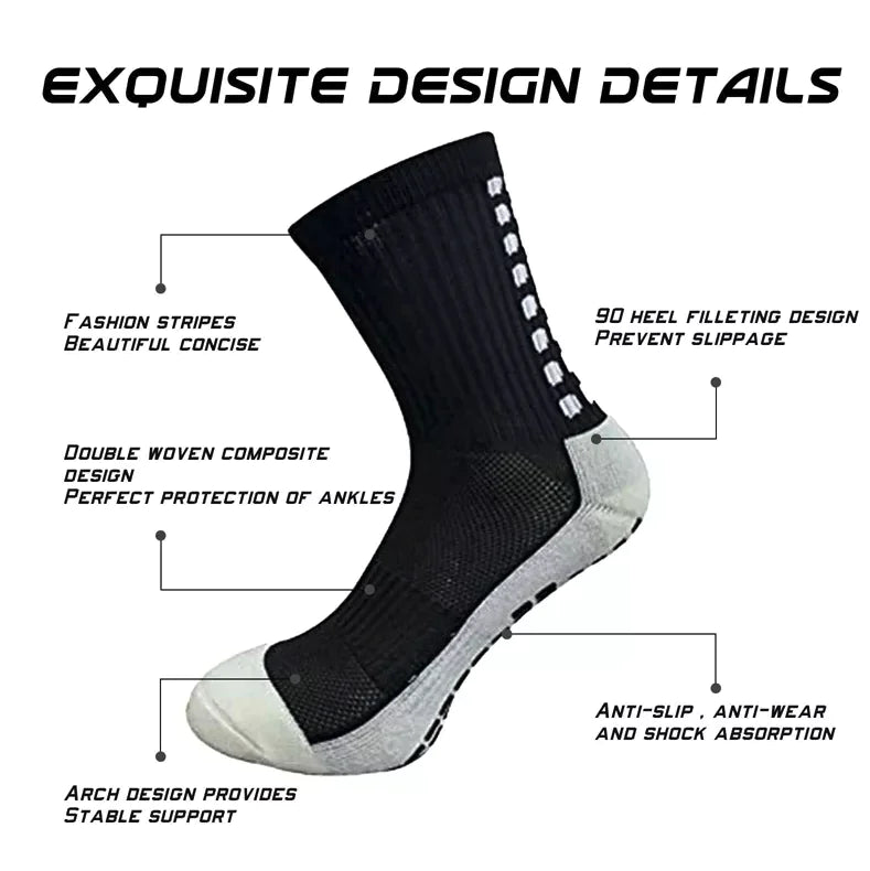 3 Pair Sport Socks Anti Slip W/ Grip Soccer Men Football Basketball Sock Premium Anti Spier