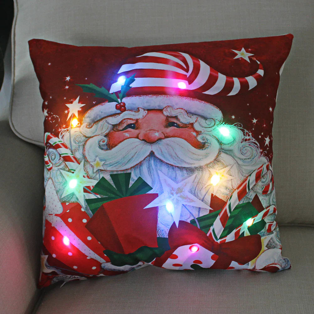 Super Soft Plush Christmas LED Lantern Pillowcase Anti Spier