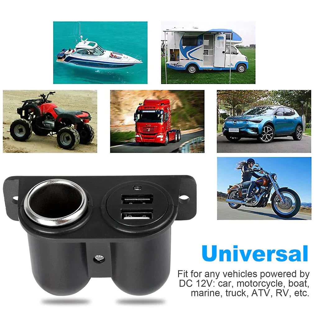 Car Cigarette Lighter Socket Splitter Dual USB Charger Power Adapter Outlet 12V Anti Spier