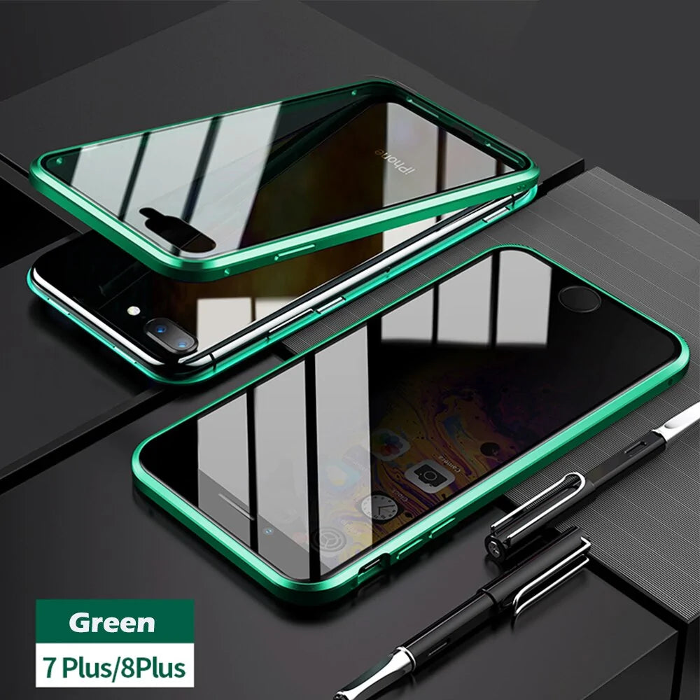 Anti-Peep Magnetic Metal Phone Case For iPhone Anti Spier