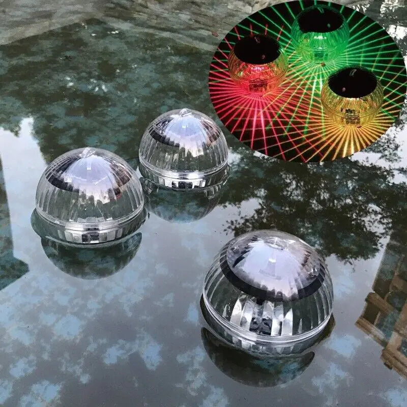 Outdoor Solar LED Floating Light Garden Pond Pool Lamp Rotating RGB Color Change Anti Spier