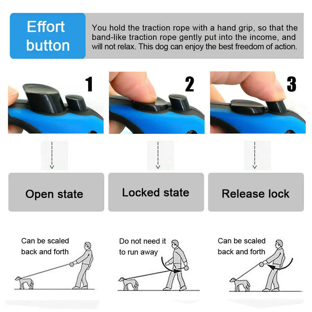 16.5FT Automatic Retractable Dog Leash Pet Collar Automatic Walking Lead Free US Anti Spier