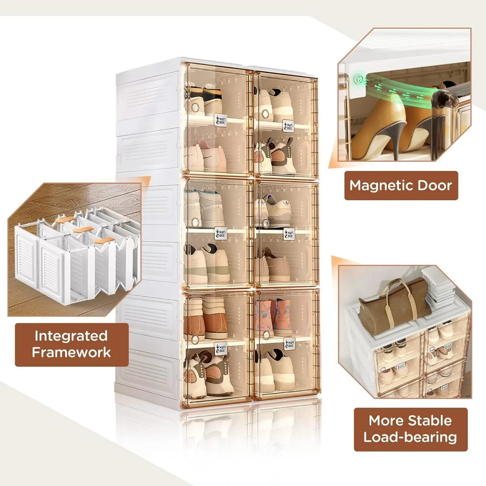 Shoe Cabinet Storage Box, Portable Folding Shoe Rack, Large Sports Shoes Cabinet Box Strong and Easy To Assemble 8-16 Grids Anti Spier