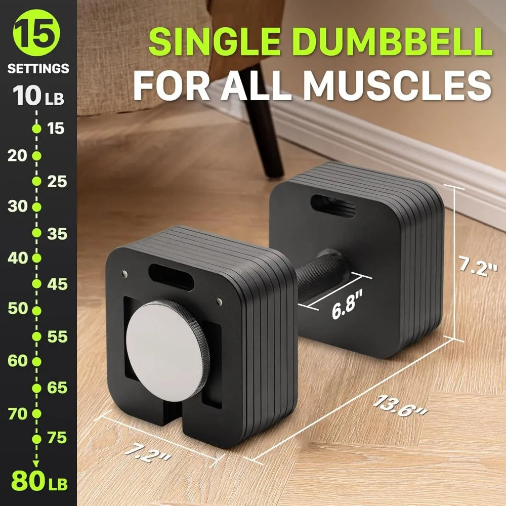 Adjustable Dumbbell Set, 10-80lb, 5lb Increments, Quick-Lock Square Weight Dumbbells for Home Gym Fitness (80lb×2) Anti Spier
