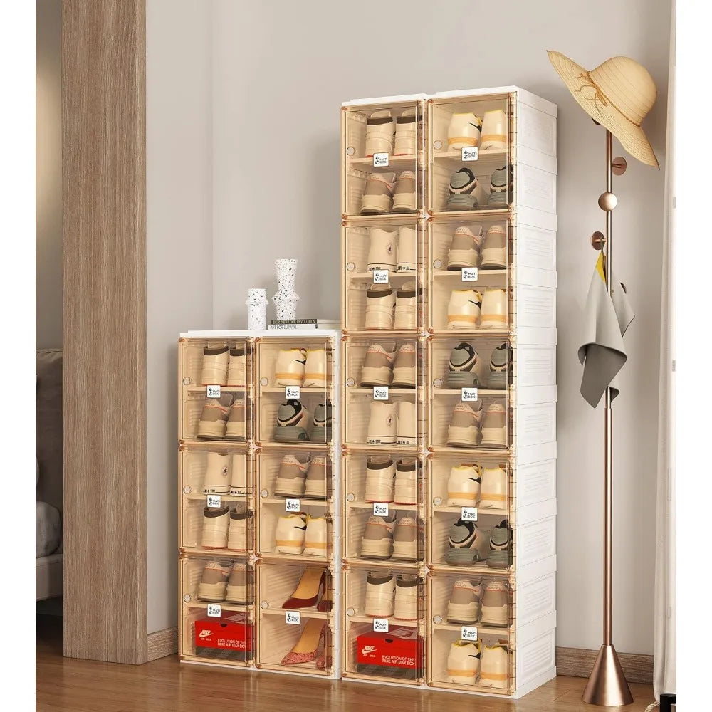 Shoe Cabinet Storage Box, Portable Folding Shoe Rack, Large Sports Shoes Cabinet Box Strong and Easy To Assemble 8-16 Grids Anti Spier