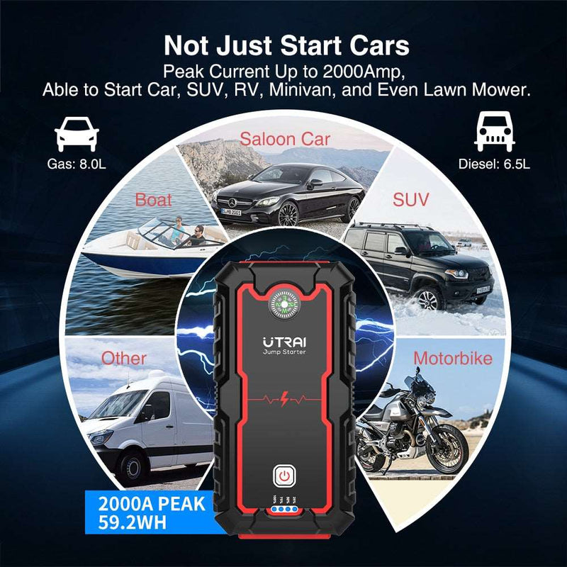 UTRAI Power Bank  2000A Jump Starter Portable Charger Car Booster 12V Auto Starting Device Emergency Car Battery Starter - Wins Wow