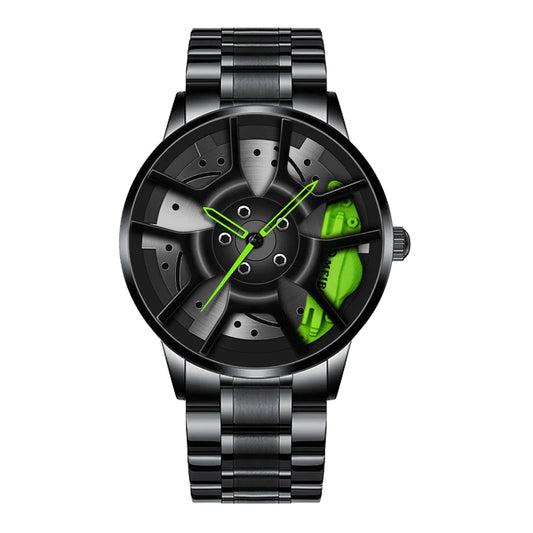 Men's Vacuum Plating Wheel Style Quartz Watch Anti Spier