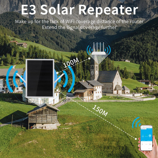 Solar Wireless WiFi Repeater 300Mpbs Dual Band 2.4GHz Built-in Solar Battery Support 35 Devices WiFi Extenders Signal Booster Anti Spier