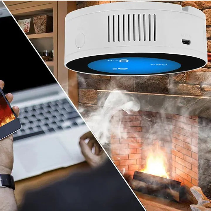 Wi-Fi Smart Natural Gas Detector - Digital LCD Temperature Display Gas Sensor for Home Kitchen Anti Spier