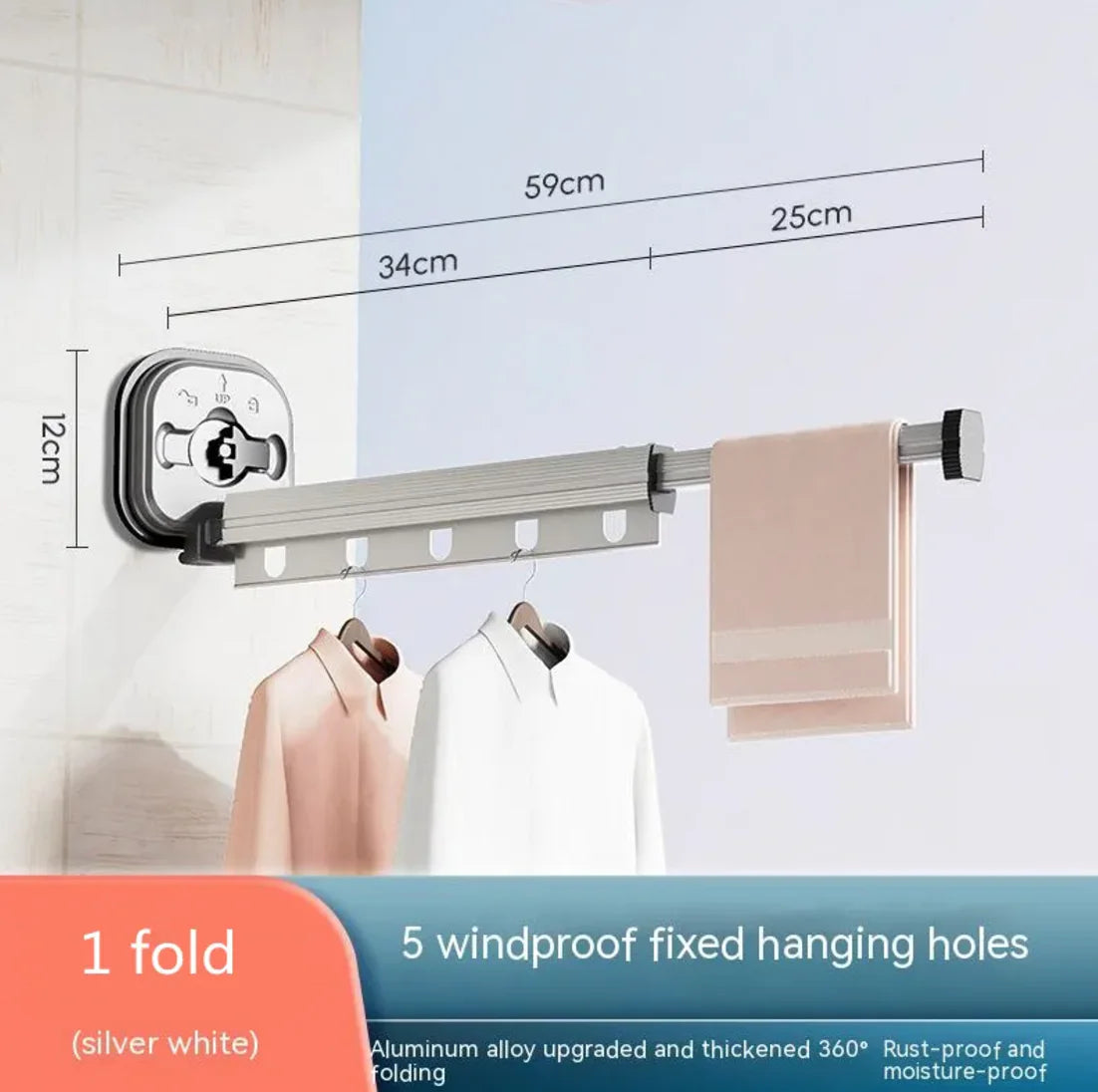 Retractable Aluminum Suction Cup Clothes Hanger Anti Spier