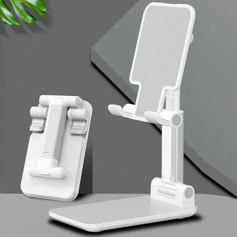 Adjustable desktop stand mount for iPhone, iPad, and Android devices.