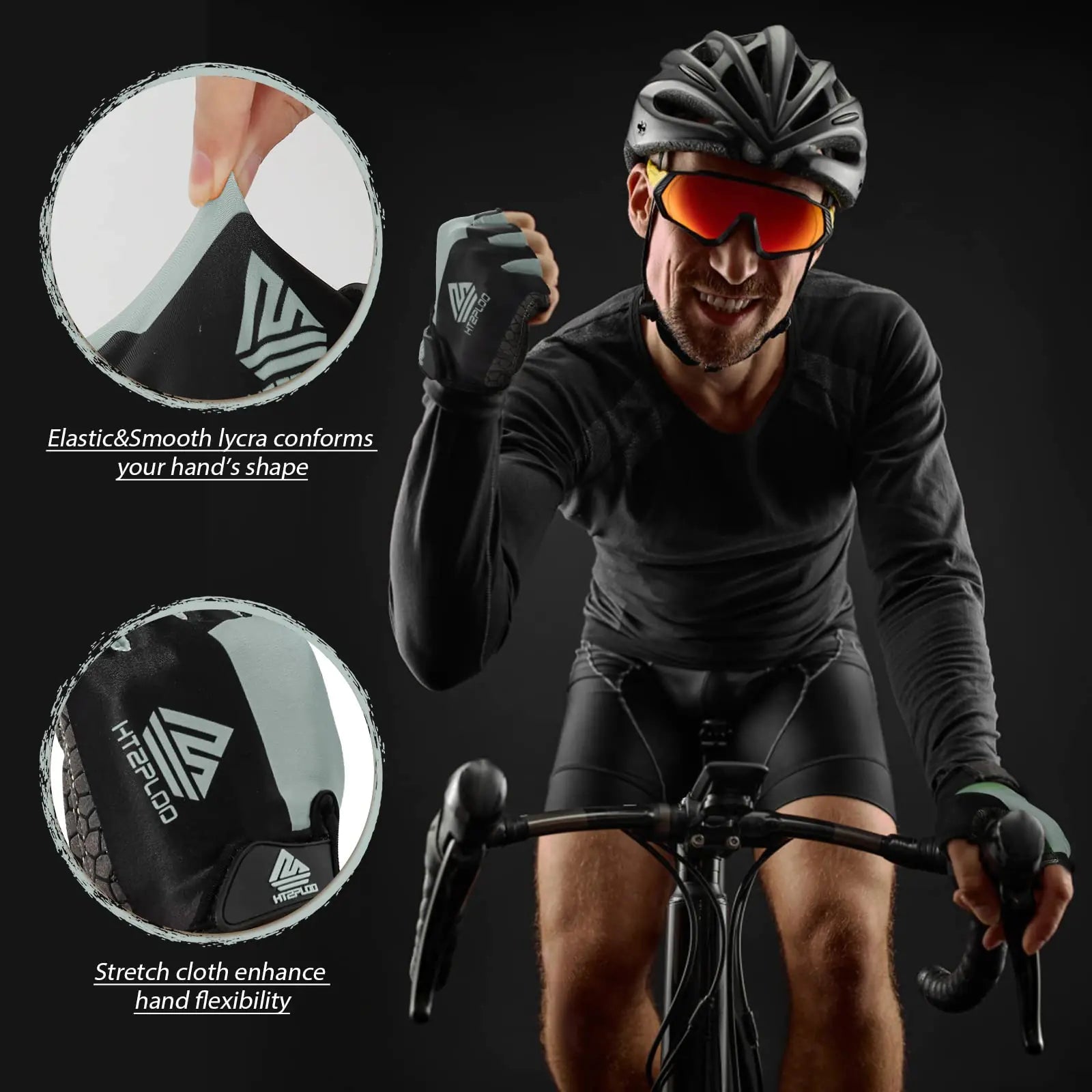 Bike Gloves Cycling Gloves Biking Gloves Bicycle Gloves for Men Women with Anti-Slip Shock-Absorbing Pad,Light Weight Half Finger Gloves for Cycling Workout Training Outdoor Black&gray X-Large Anti Spier