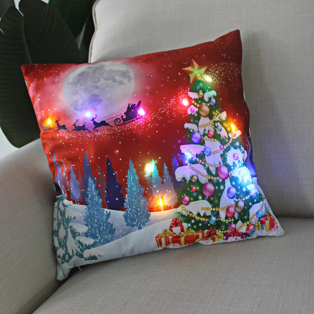 Super Soft Plush Christmas LED Lantern Pillowcase Anti Spier