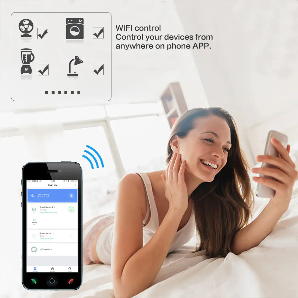 Smart Home Outlet Control By Google Home Assistant Or Amazon Alexa In Pack Of 2 Or 4 Anti Spier
