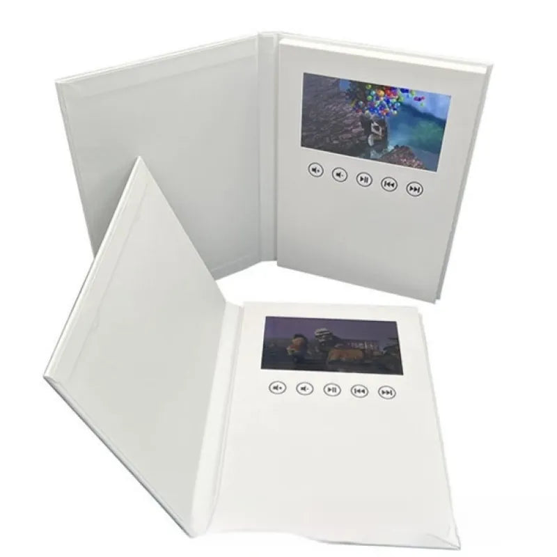 7-inch White Hardcover Video Brochure Card Anti Spier