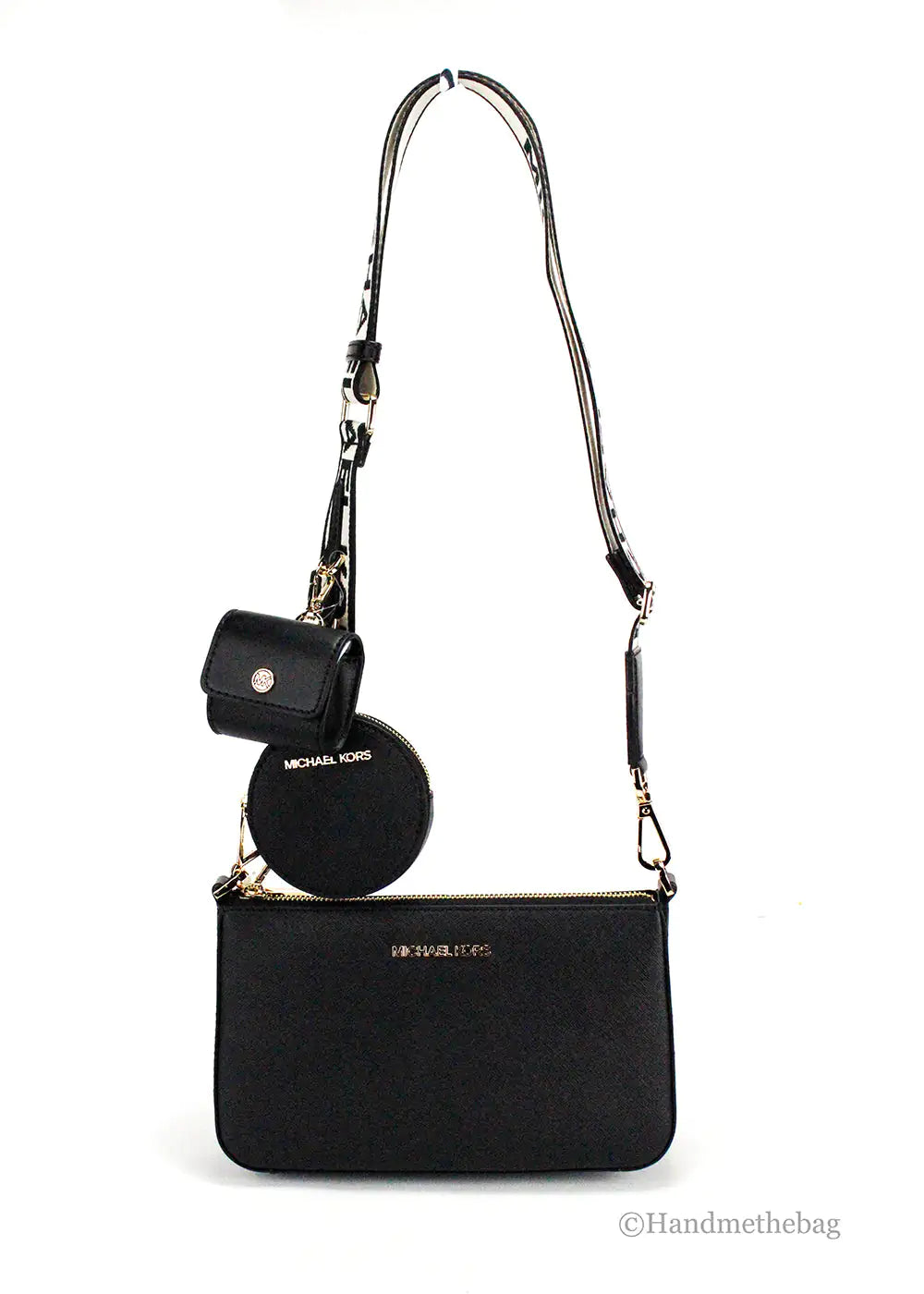 Michael Kors Jet Set Black Leather Tech Crossbody Bag Anti Spier