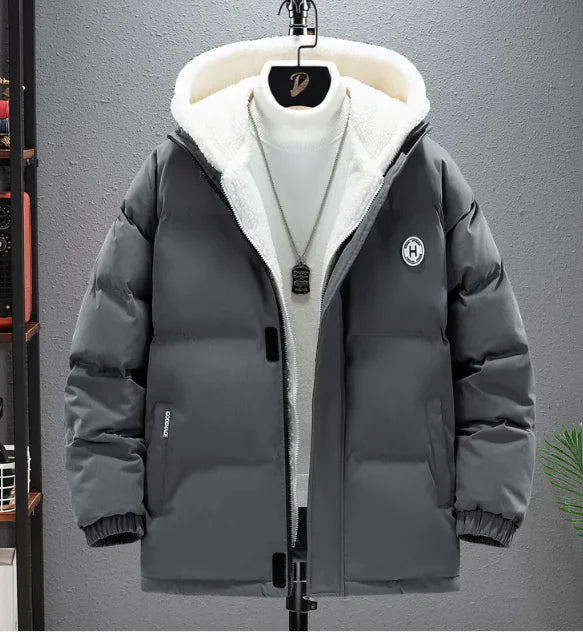 Berber Fleece Coat Cotton-padded Coat Men's Fake Two Pieces Hooded Cotton Jacket Thick Warm Anti Spier