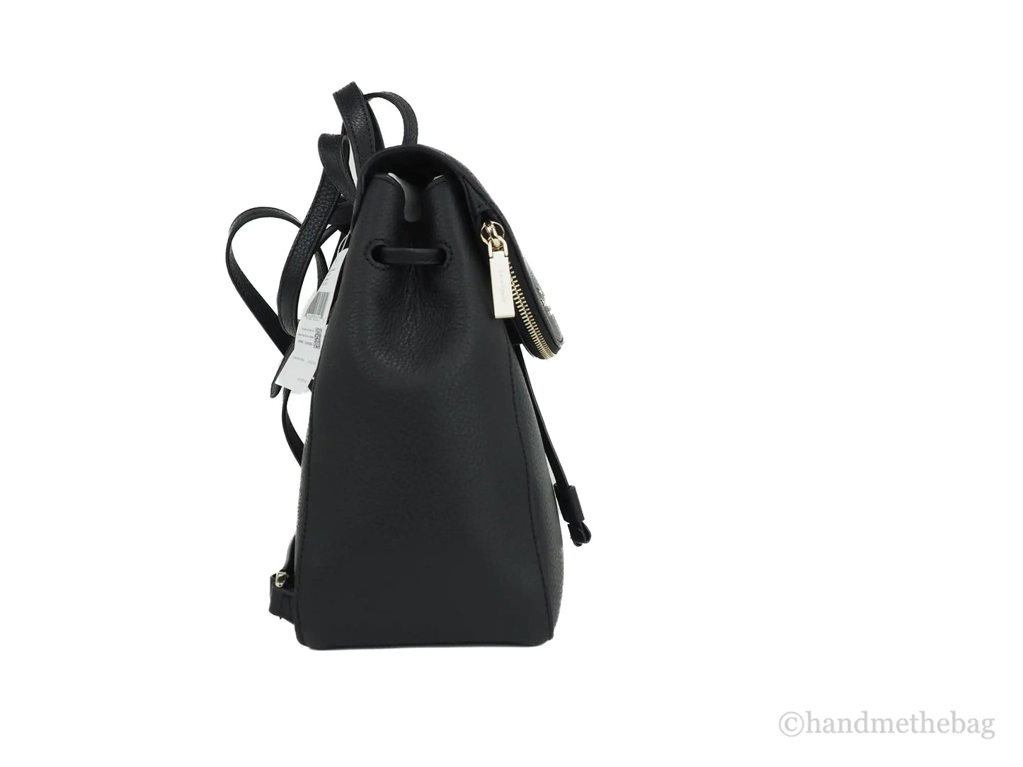 Kate Spade Leila Black Pebbled Leather Medium Flap Shoulder Backpack Book Bag Anti Spier