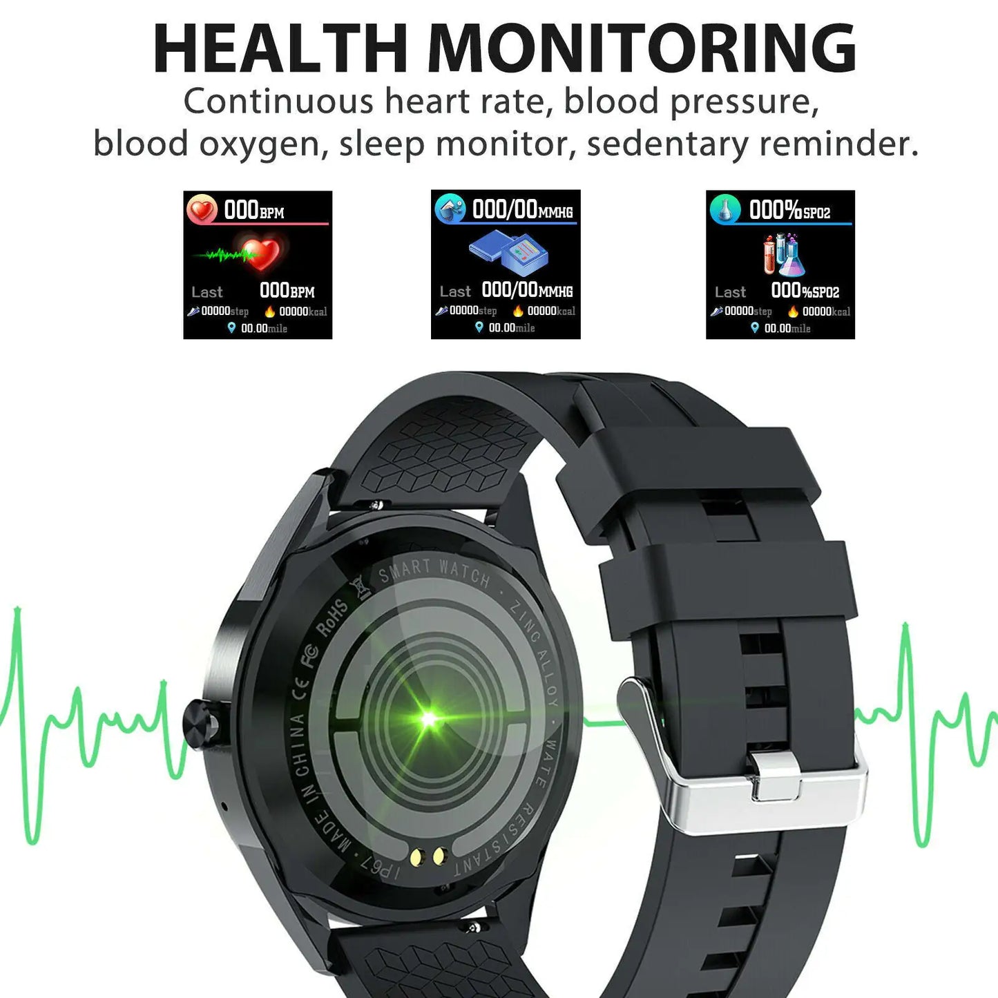 Modern Bluetooth smart watch for sports, health, and notifications.