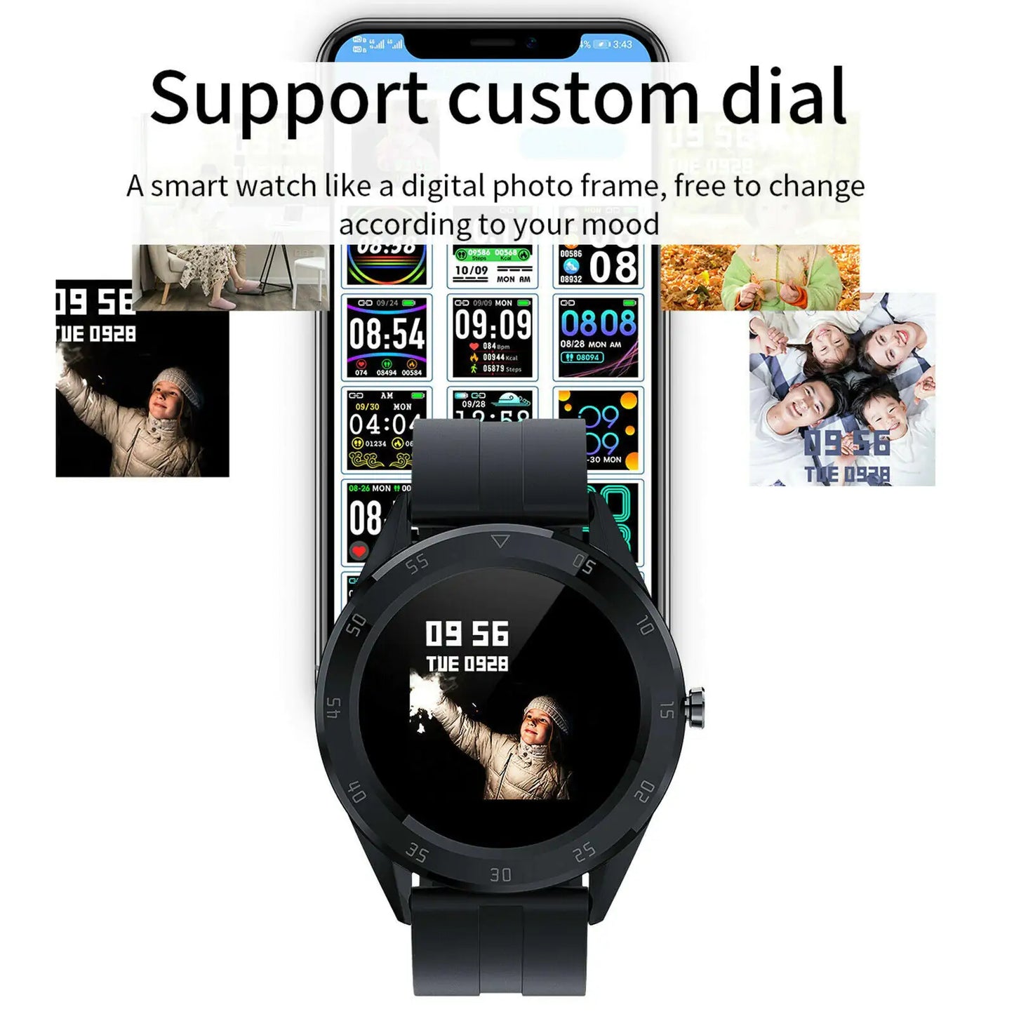 Fitness smartwatch with waterproof design and Bluetooth call support.