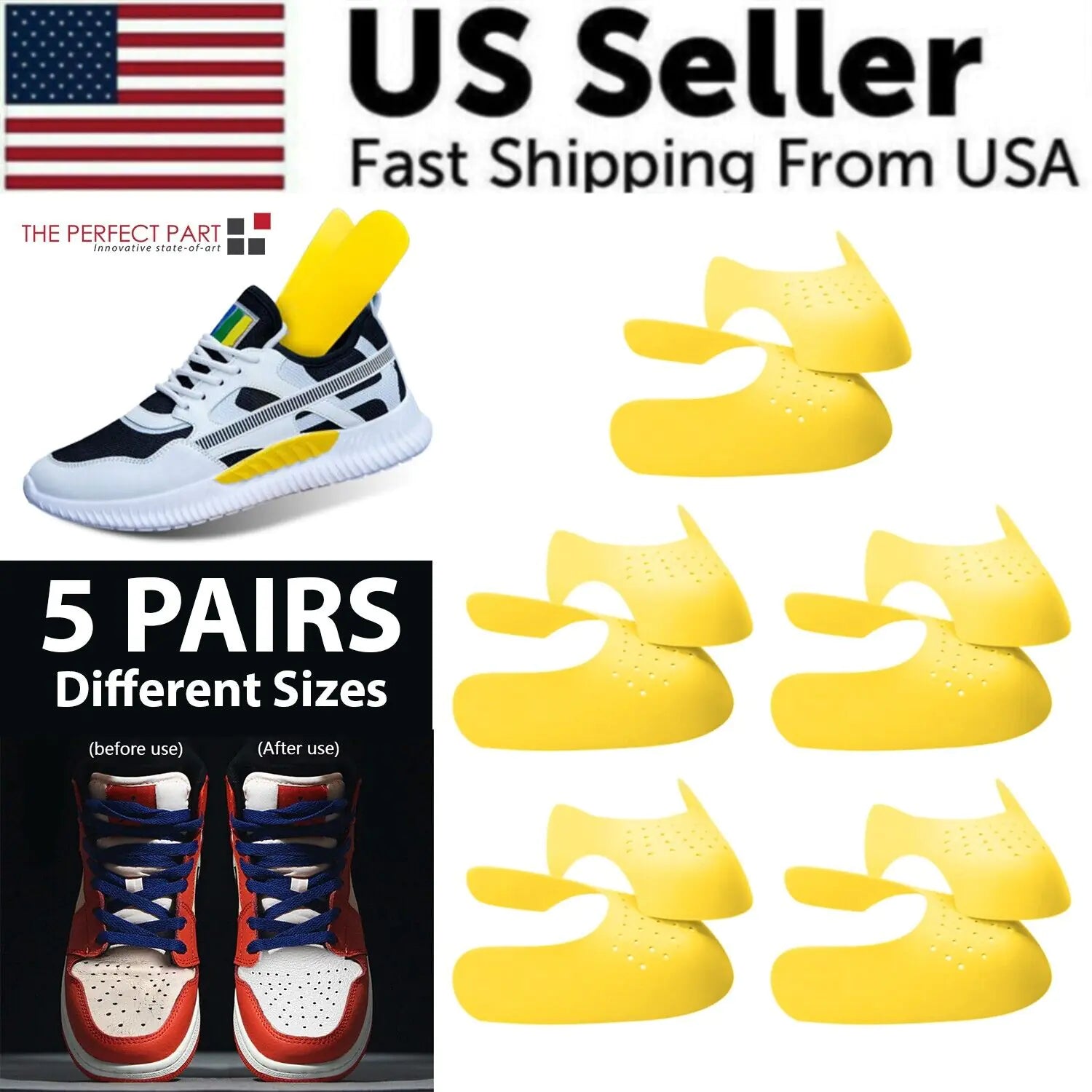 5 Pairs Shoe Protector Anti Crease Force Fields Cover Toe Cap Creasing Decreaser Anti Spier