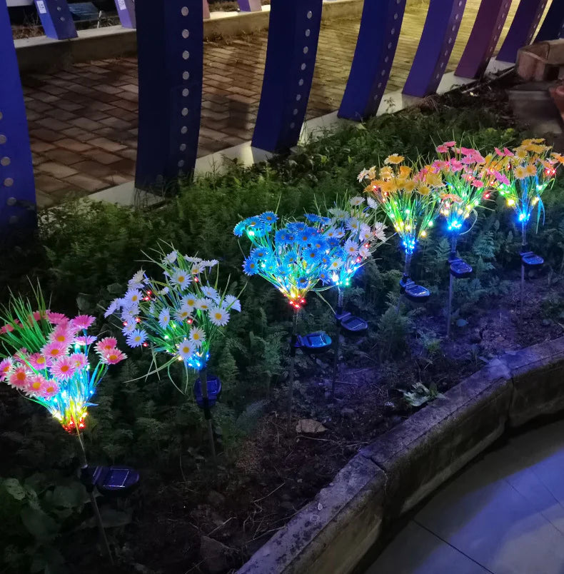 Solar Garden Lights LED Flower Stake Lamp Outdoor Yard Waterproof Patio Decor Anti Spier
