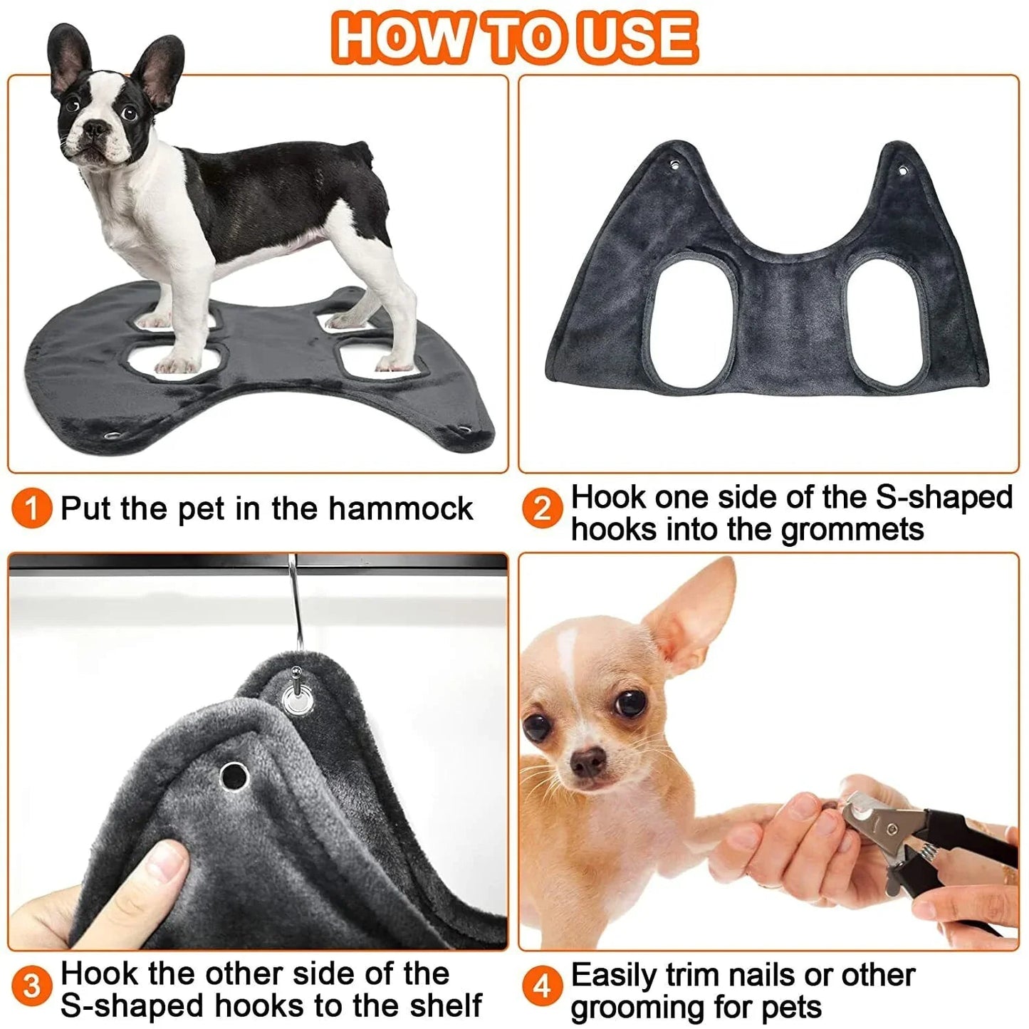 Portable Pet Dog Cat Grooming Hanging Hammock Harness Breathable Groom Helper US Anti Spier